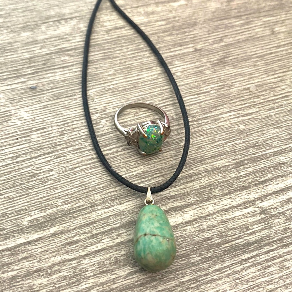 Beautiful green marble necklace with matching ring! Gift Set - comes with both!!